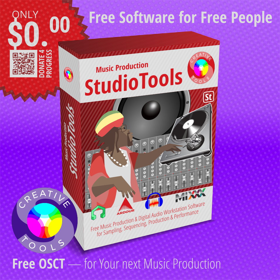 Music Production – Studio Tools – MIXXX – Software Bundle – POP Art – LMMS – Package Design – Vector Illustration – Ardour – Digital Audio Workstation – DAW – Audacity