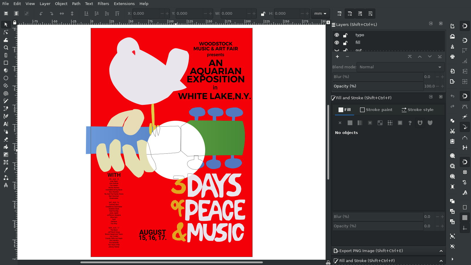 Woodstock Festival – Poster Design – Inkscape Vector Illu – X-Ray mode – Skolnick – Tribute Illustration by gfkDSGN