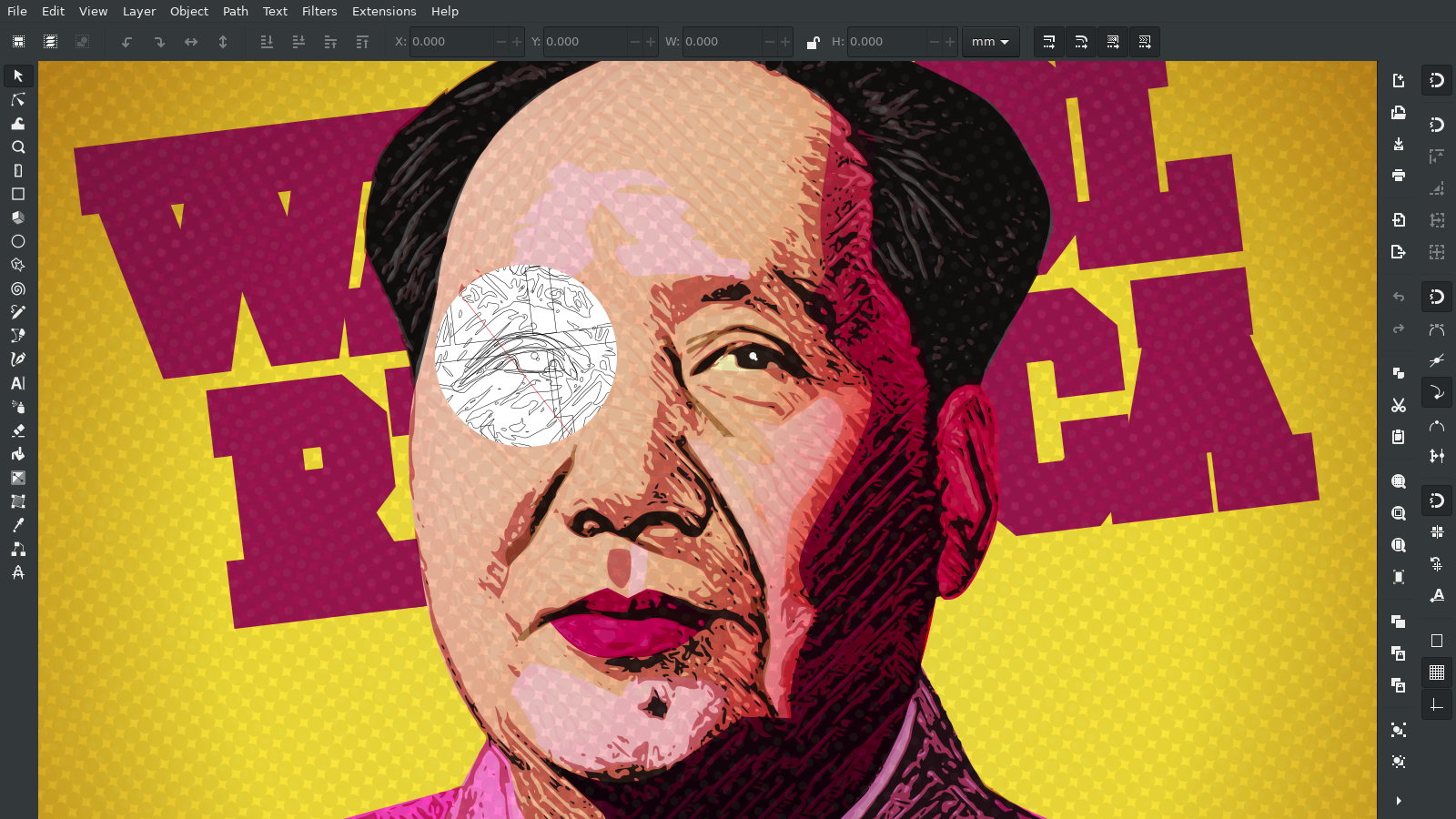 Mao Zedong – Andy Warhol Pop Artwork – Inkscape Screenshot – Propaganda Vector – Portrait Illustration by gfkDSGN – X-Ray Screenshot – Free Open-Source Software – Illustrator Alternative
