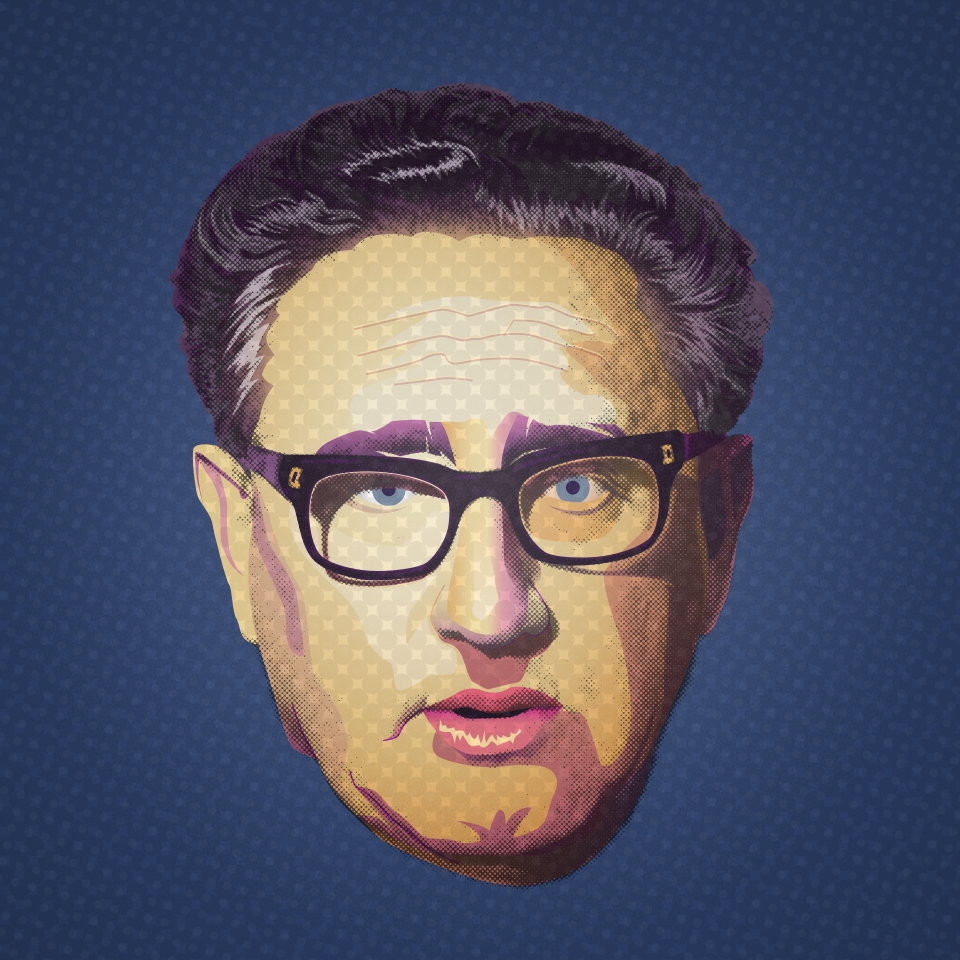 Henry Kissinger – National Security Advisor – America First – Foreign Affairs – Bezier Vector Portrait – US Warmonger – Gunboat Diplomacy – Pop Art Illustration by gfkDSGN