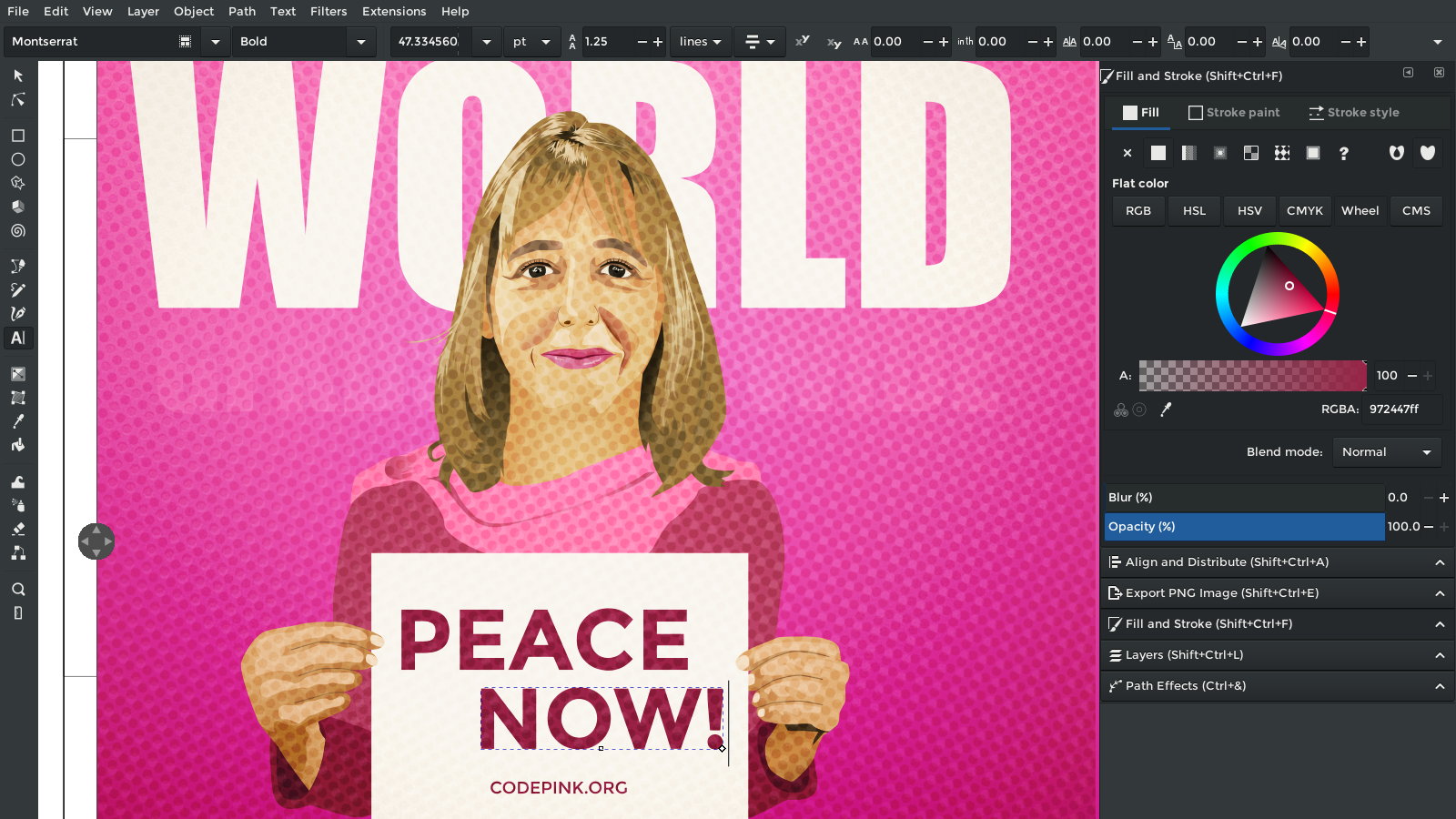 Medea Benjamin – POP Art Vector Portrait – Code Pink – Inkscape Screenshot – Peace Activist – Illustration by gfkDSGN