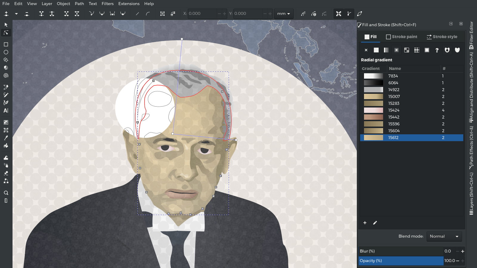 IBM Watson – CEO Big Blue – Graphic Details– WIP X-ray Outlines – Vector Illustration – Radial Gradients – Inkscape Screenshot by gfkDSGN