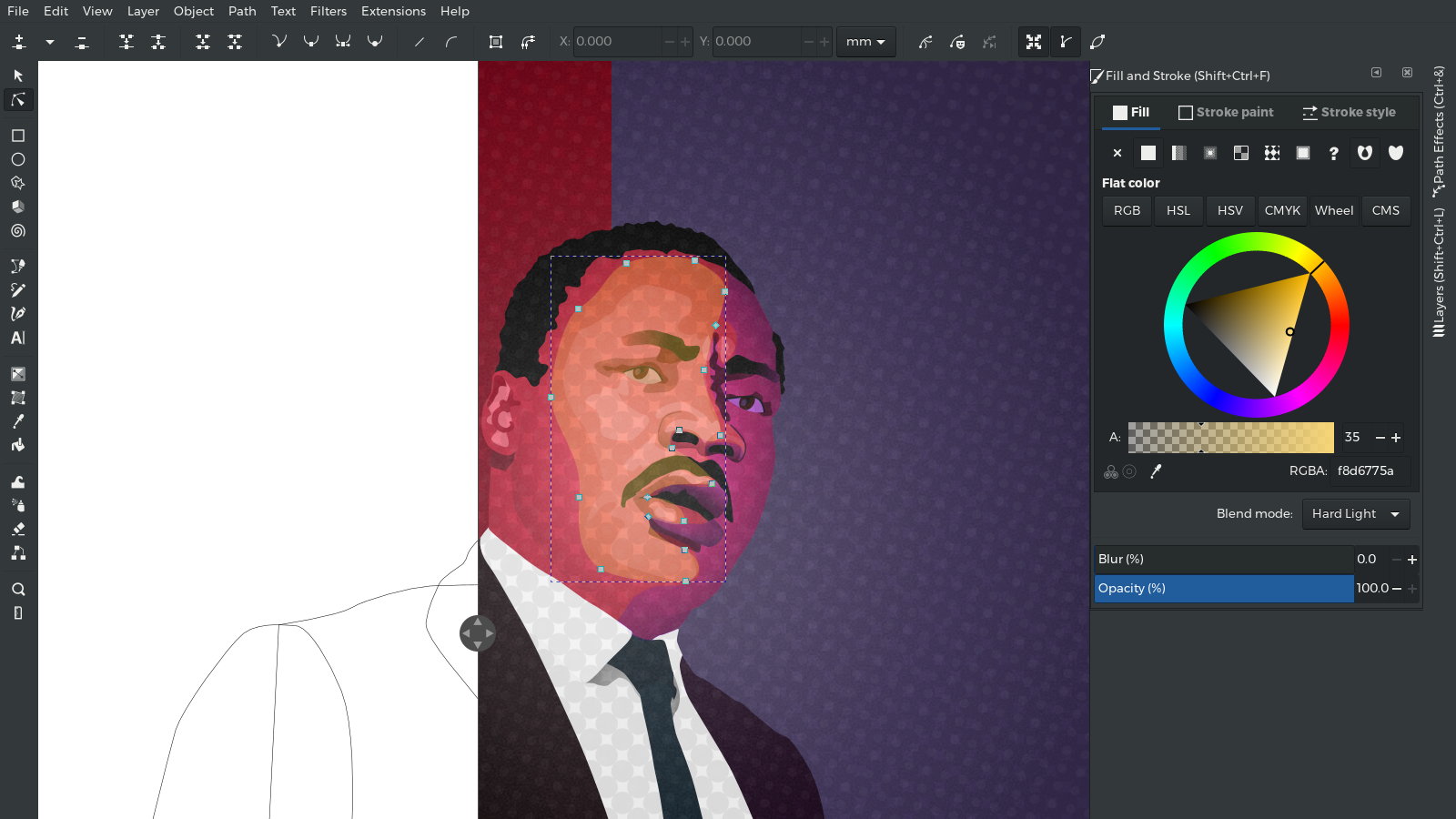 Martin Luther King Jr. – Peace Propaganda – Pop Art – Vector Portrait – Tutorial Download – Inkscape Screenshot – ILLU by gfkDSGN